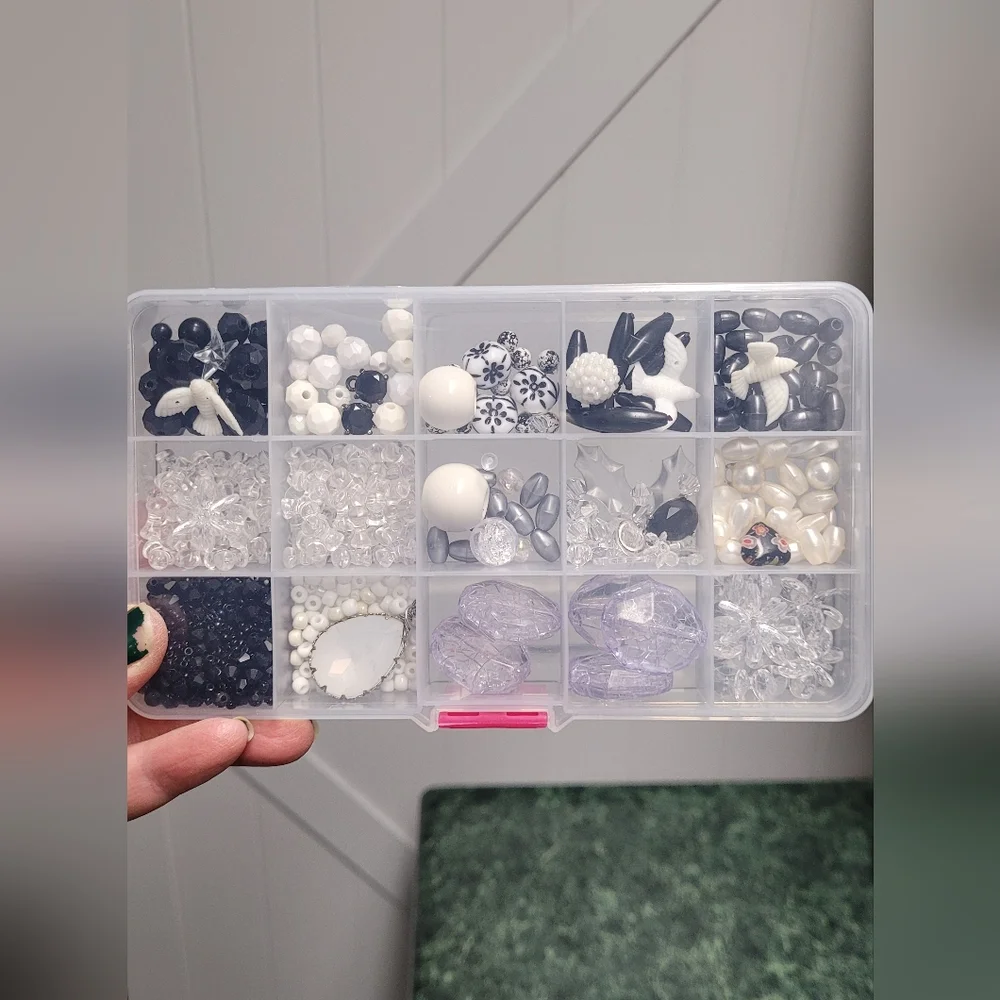 Elegant Bead Organizer with Black and White Accents